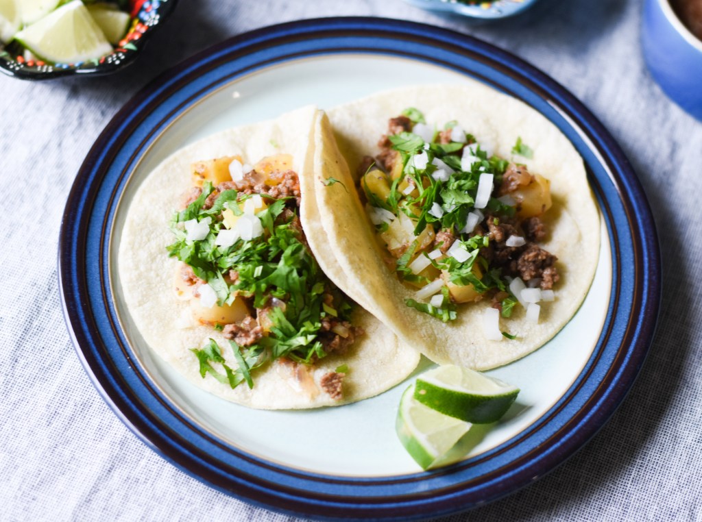 Mexican picadillo tacos